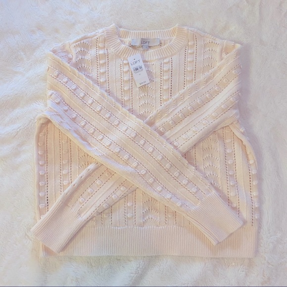 Loft bobble crop sweater in cream white - Picture 5 of 6